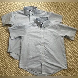 Two Lands’ End uniform short sleeve blue Oxford button down shirts sz 14H Husky